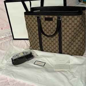 Gucci canvas and leather tote